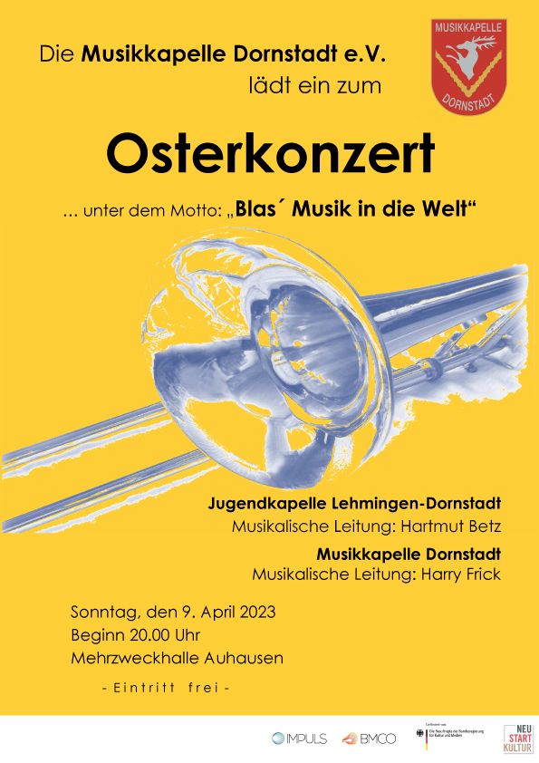 Einladung zum Osterkonzert der Musikkapelle Dornstadt