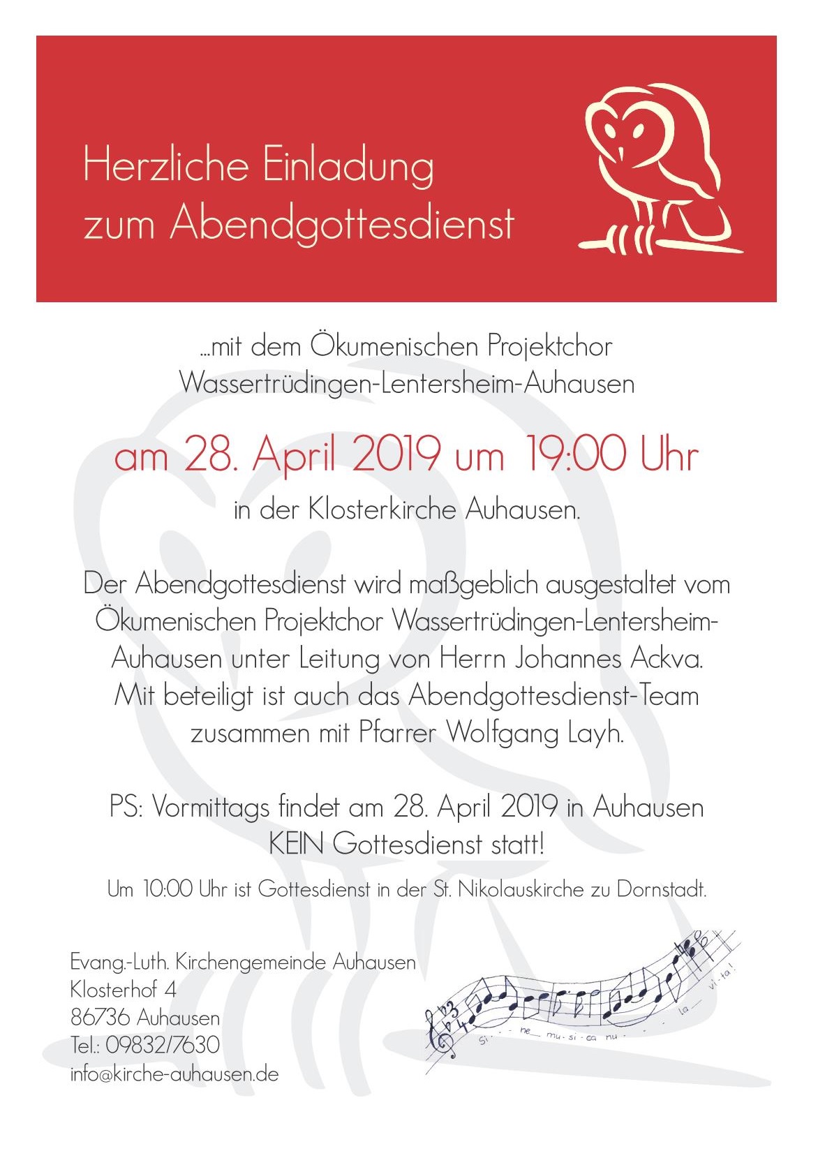 (c) Kirchengemeinde Auhausen - Einladung zum Gottesdienst