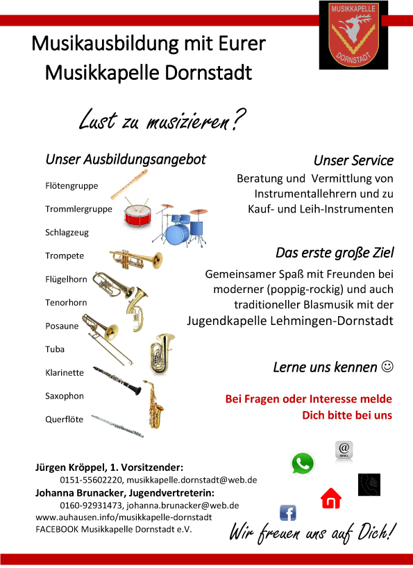 Musikkapelle Dornstadt - Flyer Jugendarbeit